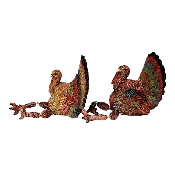Set of 2 Turkey Thanksgiving Shelf Sitter Window Sill Decoration Door Hanger - Picture 6 of 12